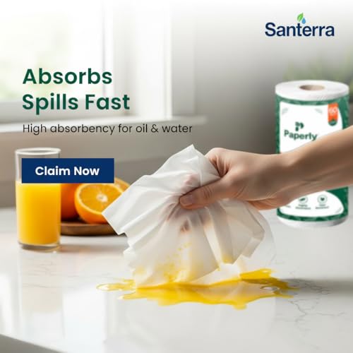 Image of 2Ply Kitchen Tissue Roll | Virgin pulp | Soft and Highly Absorbent Paper Towel For Kitchen Home and Office | Eco Friendly Disposable Napkins | 60 Sheets Per Roll, (Pack of 2, White)