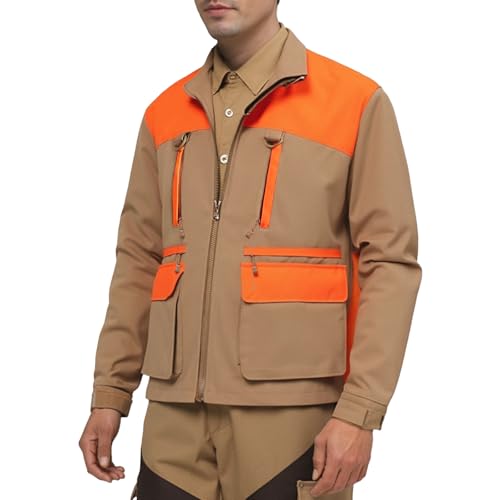 NEW VIEW Upland Jacket for Men, Blaze Orange with Game Pouch, Pheasant and Quail Hunting2