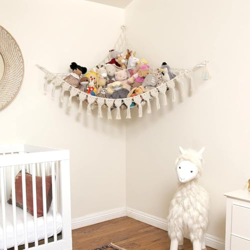 Filet de rangement en macramé pour libérer l'espace au sol de la chambre - 7