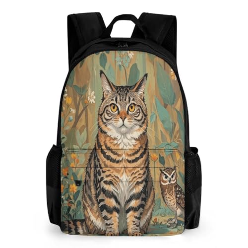 Backpack with Pocket Backpacks Louis Wayne Cat And Owl Printed Travel Backpack Lightweight Outdoor Travel Gym Events Bag