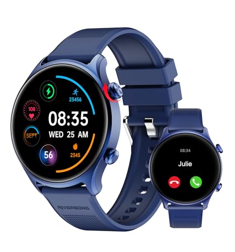 Image of RIVERSONG Smartwatch for Men Women (Answer /Make Call), 1.52 inch Fitness Watch with Monitor Tracker for Health Fitness (Heart Rate /Sleep /Blood Oxygen), AI Voice, Smart Watch for Android iPhone, Navy Blue