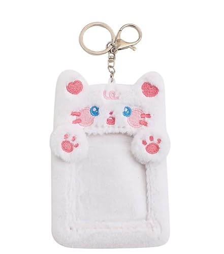 White Plush Card Holder Cartoon Cat Protective Cover Photo Card Holder Photo Album Plush Idol Id Frame and Accessories