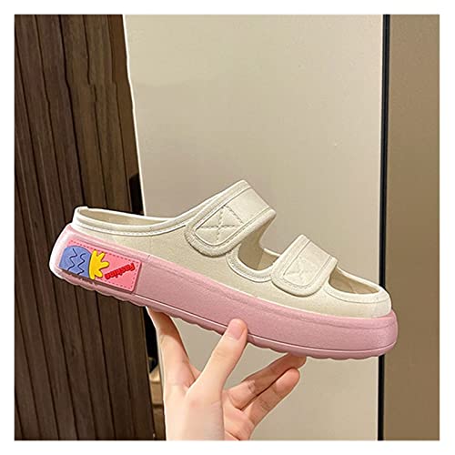 Beach Sandals Sandals Female Cute Versatile Fashion Trend Muffin Bottom Slippers Pillow Slippers(White,36-37)3