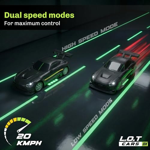 Image of L.O.T Toys Shadow RC Drift Car | 4WD 20Kmph, 2.4Ghz 100m Long Range Remote, Race-Ready ABS Body, Proportional Steering, Multi-Mode LED Lights (Asphalt Black)