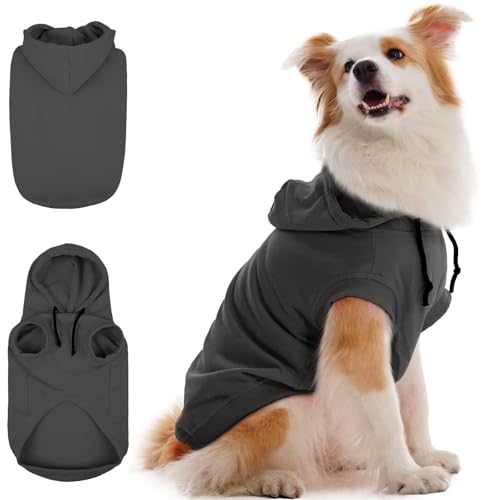 IECOii Kapuzenpullis für Hunde – Hunde-Pullover mit Kapuze,Dog Hoodie Sweatshirt | Weiche Haustier-Kleidung für Frühling & Herbst | Hundepullover,Hund-Hoodie,Haustierbekleidung,Grau,L