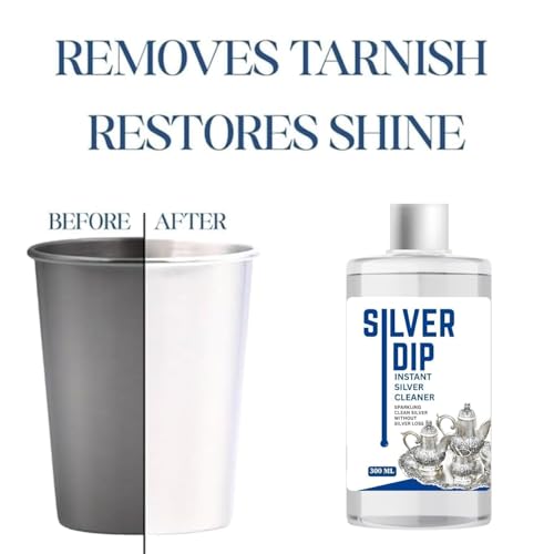 Image of Silver Dip Instant Silver Cleaner Sparkling Clean Silver Without Silver Loss,(Silver Dip Cleaner) 300ML | Deep Cleaner Liquid Plus instant clean. (PACK 2)