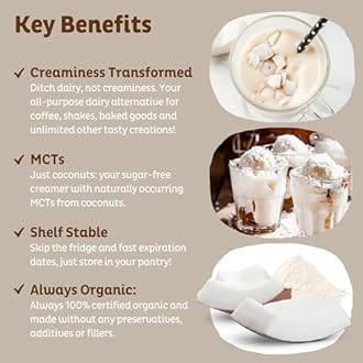 KOS Organic Coconut Milk Powder - Unsweetened, Dairy Free Coffee Creamer - Vegan, Non Gmo, Gluten Free, Soy Free, Lactose Free - Keto & Paleo Friendly - 12.6Oz (179 Servings) 12.6 Ounce (Pack Of 1)