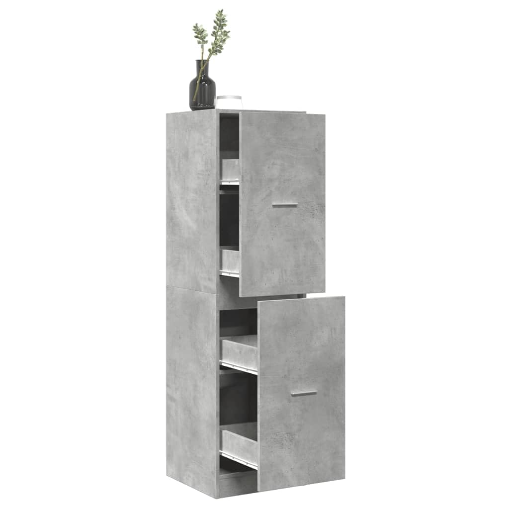 Armario farmacéutico gris hormigón 40 x 41 x 144,5 cm de material de madera con armario extraíble y rieles metálicos para organización de espacio de almacenamiento