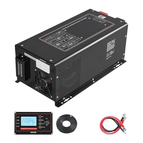 Image of VEVOR Pure Sine Wave Inverter Charger, 3000W, DC 12V to AC 120V Power Inverter with LCD Display, Remote Control, Low Frequency, for RV Camper Home, Compatible with 12V LiFePO4 and Lithium Batteries