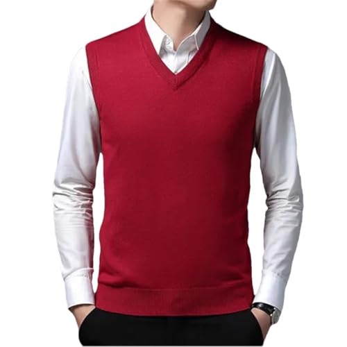 Men's Solid Color Wool Korean Version Sweater Base V-Neck Large-Size Vest
