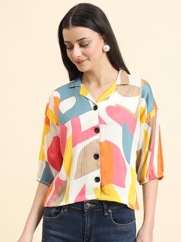Image of Women's Cotton Blend Printed Combo (Pack of 2) Shirts - 3 /4 Sleeves V Collar Neck