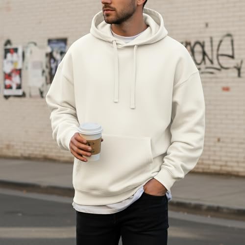 Ohoo Men's Loose Fit Pullover Hoodie Lightweight Long Sleeve Sweatshirt with Brushed Fleece Soft Lining3