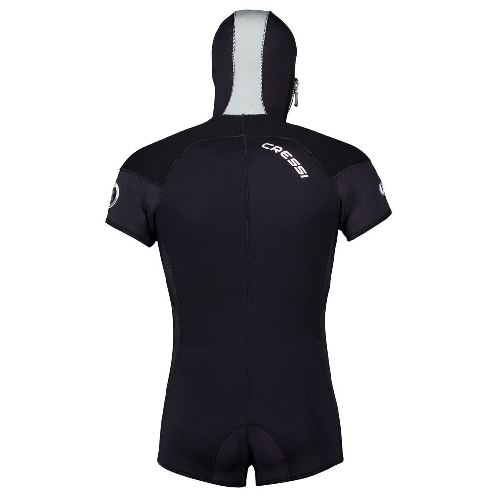 Cressi Shell 2019 Man Jacket 5mm Giacca/Shorty Modulare per Immersioni in Neoprene 5mm Maniche Corte con Cerniera/Cappuccio Incorporato Uomo, Nero