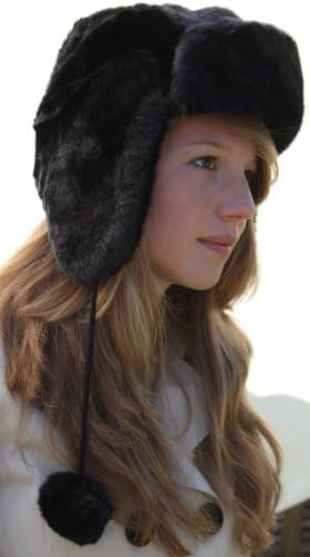 Thorness Black furry super soft trapper style hat - US size 7⅛ (Small/Medium)