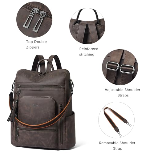 Image of Shrrie Vegan Leather Laptop Backpack for Women 15.6 inch Work Backpack Fashion Travel Backpack Purse for Business College