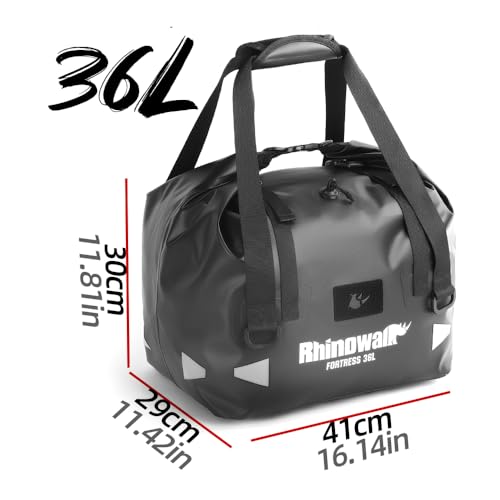 Alforja trasera impermeable para motocicleta Rhinowalk de 36 L – Bolsa flexible blanda para montaje en asiento, forro interior o módulo de expansión miniatura 2
