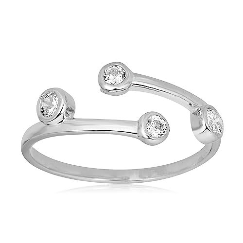 Image of AVORA 10K Gold Adjustable Bypass Toe Ring with Bezel-set Simulated Diamond CZ