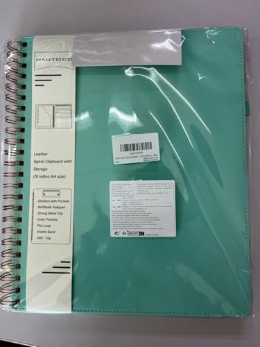 Image of HAUTOCO Leather Clipboard Folio, Spiral Organizer with Notepad & Storage