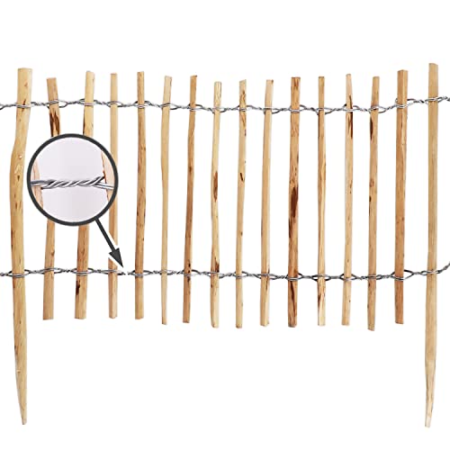 Aquagart Staketenzaun Rollboarder Lattenabstand 4-6cm Gartenzaun Perfekt als Beeteinfassung und Beetumrandung oder Weg Abgrenzung Langlebiger Holzzaun Holz Zaun Rollzaun (5m x 35cm)