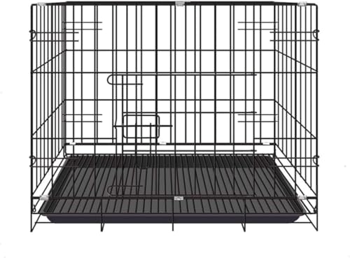 Wafity犬用 ベーシックケージ ペット ケージ 犬 ゲージ M ペット サークル トレー付 折りたたみ式 屋根付き 小型犬 中型犬 大型犬 鳥 ウサギ 動物 ペット取手付 (ピンク) (ブラック)