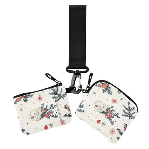 Celeste Six Porcupine Holly Dual Wristlet Wallets for Women Slim Portable ID Card Holders Protector with Zipper Pocket for Ladies 2 Packs