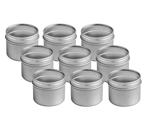 Rimoco 9er Pack kleine Gewürzdosen mit großem Sichtfenster | Ideal für Gewürzschubladen | Höhe: ca. 50 mm, Ø ca. 63 mm | Dosen Material: Weißblech | BPA-frei und lebensmittelecht