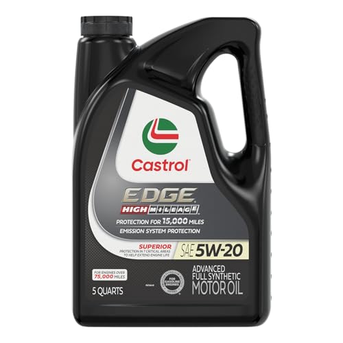 Castrol 03143C EDGE High Mileage Black ILSAC GF-5, API SN, ACEA A1, ACEA B1 5W20 Synthetic Motor Oil, 5 quart