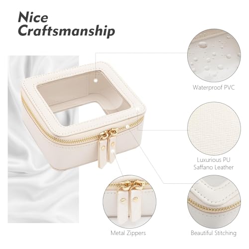 Clear Toiletry Bag and Mini Makeup Bag with Zipper Set is a Convenient, Waterproof Toiletry Bag for Travel and Essentials for Women on the Go(White, M+MINI)3