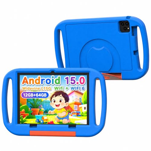 Image of 10 inch Kids Tablet, Android 15 Tablet for Kid, 12GB RAM, 64GB ROM 1TF Card Expandable for Toddler Children,Tablets with Case, Parental Control, 6000mAh, WiFi, BT5.0, Dual Camera