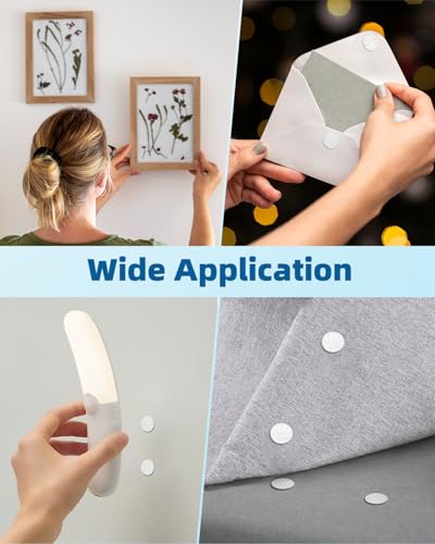 Image of Nylon Hook and Loop Dots - 900 Pcs (450 Pairs), 0.39 inch Diameter, Strong Adhesive, for School, Classroom, Home, Office (White)