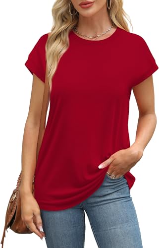 Image of Alaroo Womens Summer Tops Short Sleeve Shirts Crew Neck Cute Trendy Tunic Blouses (S-3XL)