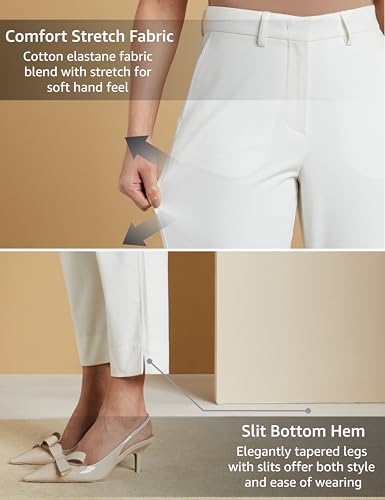 Image of Symbol Premium Women Mid Rise Cotton Tapered Trousers (Flexi-Waist | Smart Casual Pants) (Available in Plus Sizes)