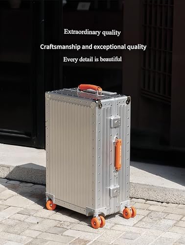 All Aluminum Carry On Luggage,High end TSA Aviation Approved Luggage,Business Metal Hard Shell Carry On Luggage Without Zippers,Equipped with Spinner Wheels. (Matte black, 26inch)2