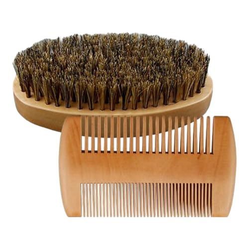Ceprznvey Juego de Cepillo y Peine para Bigote | Cepillo Para Afeitar Y Peine Para Cabello Y Bigote | Accesorios Ergonómicos de Estilismo para Hombre