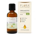 FLORA Olio Essenziale Bergamotto BIO‑CODEX 50 ml – 100 % Puro da Citrus bergamia, Spremitura a Freddo, Bergaptene Controlled, Profumo Agrumato Rilassante & Deodorante, Uso Alimentare, Diffusore