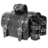 High-density Leather Motorcycle Saddlebags- Throw Over Saddle bags,Panniers Side Bags with cup holder,Waterproof, Side Tool Bag, Storage Tool Bag for Motorbike,Universal, 1 Pair,M (Black)