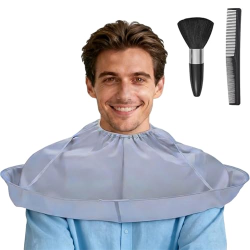 Touosy Haarschnitt Friseurumhänge, Haarschneideumhang Inklusive Kamm und Bürste Barber Cape Wasserdicht Friseur Zubehör Faltbar, Frisierumhang Universell für Haarschnitte zu Hause & Friseursalons