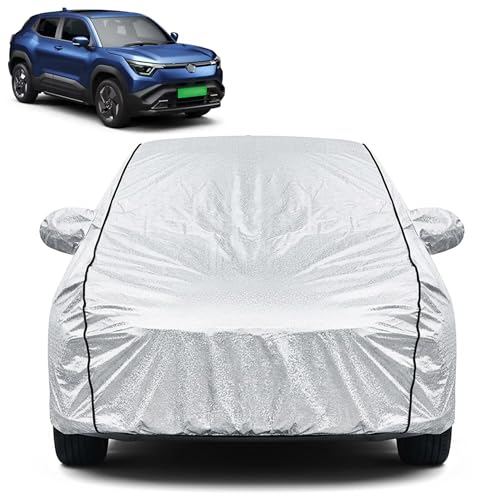 Image of Waterproof Car Cover for Maruti e Vitara | Dustproof, UV Resistant & Scratch Protection | Soft Cotton Lining | Triple Stitched | Mirror Pockets & Elastic Fit | Silver