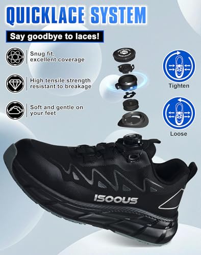 Image of ISOOUS Steel Toe Shoes for Men Women Non Slip Composite Work Sneakers Waterproof Anti-Static Anti-Impact Indestructible Comfortable Safety Construction Shoes Steel Toe Shoes Esd Puncture Proof Ergonomic Design
