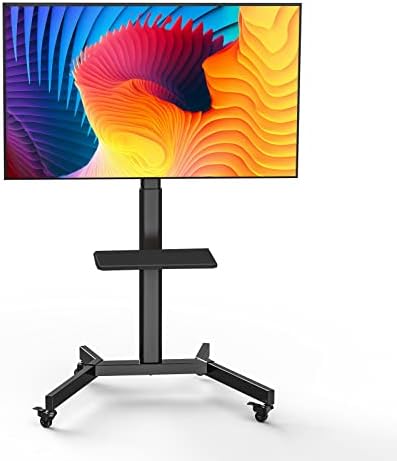 IWORKBOARD Mobile TV Cart for 23-65 Inch LCD LED Flat Screens TVs, Tilting TV Stand with Height Adjustable Shelf, Max VESA 400x600mm Rolling Floor TV Stand, Holds up to 99lbs