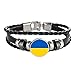Drapeau de l'Ukraine Bracelet tressé chaîne en Cuir Cristal Bracelet Souvenir, Bracelet Fait Main pour Homme et Cadeau de la journée spéciale Femme
