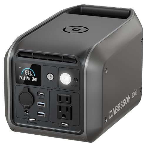 Dabbsson 298Wh Portable Power Station, 300W Solar Generator, 1.5X Extended Runtime,2xPure Sine Wave AC Outlets,60W USB-C, Smart APP, 300E Semi-Solid LiFePO4 Battery,for Outdoor Camping, Travel