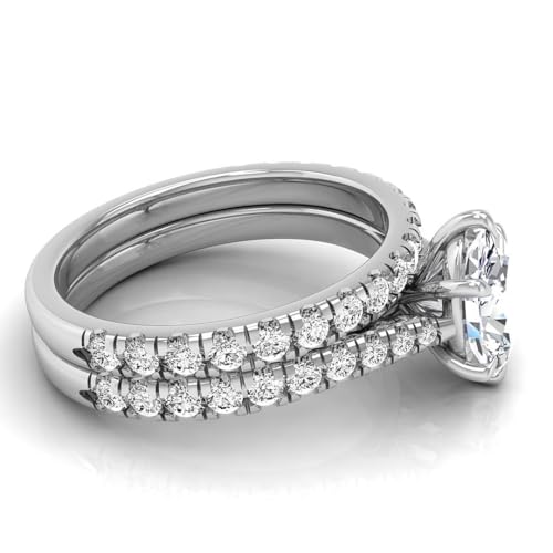 1.75 Carat Oval Cut Lab Grown Diamond (1 Ct, F, VS1) IGI Certified 14K Gold Engagement Anniversary Wedding Ring Set For Womens4