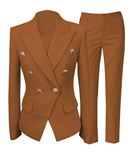 Uohzus Women's Light Brown Suit Set | Professional 2-Piece Blazer & Pant for Office & Business Meetings