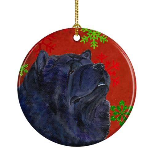 Caroline's Treasures SS4708-CO1 Chow Chow Red Snowflakes Holiday Christmas - Ornamento in ceramica, multicolore