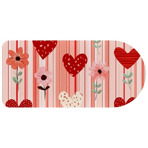 Grand tapis de souris fleurs et cœurs 73x35cm avec base caoutchouc antidérapante