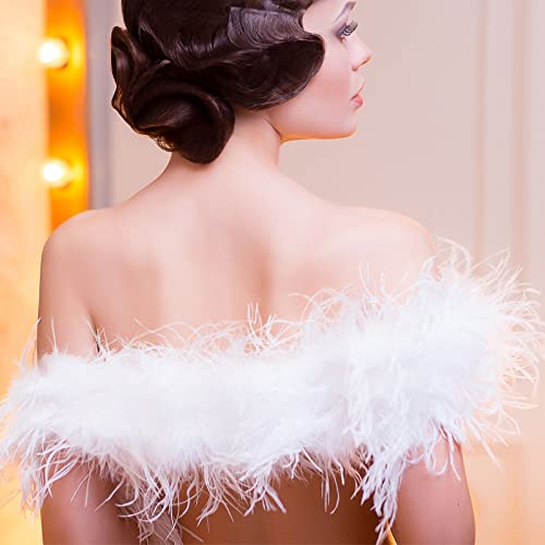 2 Yards 2 Ply Fluffy Ostrich Feather Boa For Party Diy Costume Clothing Trim Craft Wedding Birthday Decor Ornament (White) #TOP2