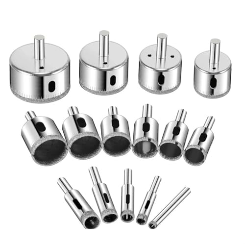 Kit de Brocas Diamante 15/10 pcs 3-50 mm para Vidrio y Azulejo miniatura 1