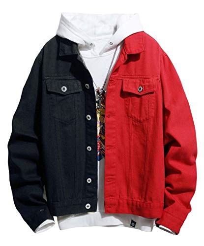 shinianlaile Men's Button Down Windbreaker Slim Fit Two-Tone Basic Jeans Coat Jacket 3 M