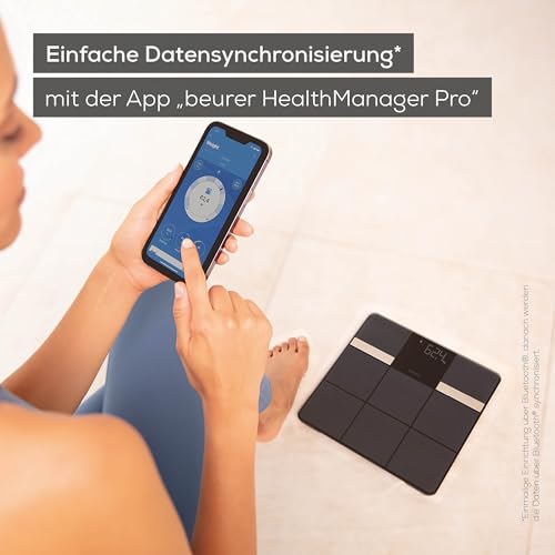 Beurer BF 450 Personenwaage mit App-Anbindung via Bluetooth, Körperfettwaage digital mit 17 Messwerten inkl. Körperfett, Muskelmasse, BMI, 8 Benutzerspeicher, Datenübertragung zu Apple Health & co. 5